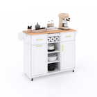 White movable dining table kitchen island with wheel